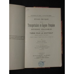 Etude critique de la transportation en Guyane française, réformes réalisables - Thèse pour le doctorat