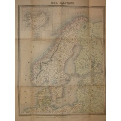 Carte de la Baltique comprenant la mer du Nord - le Dannemark - la Suède et la Norvège - la Finlande - les golfes de…