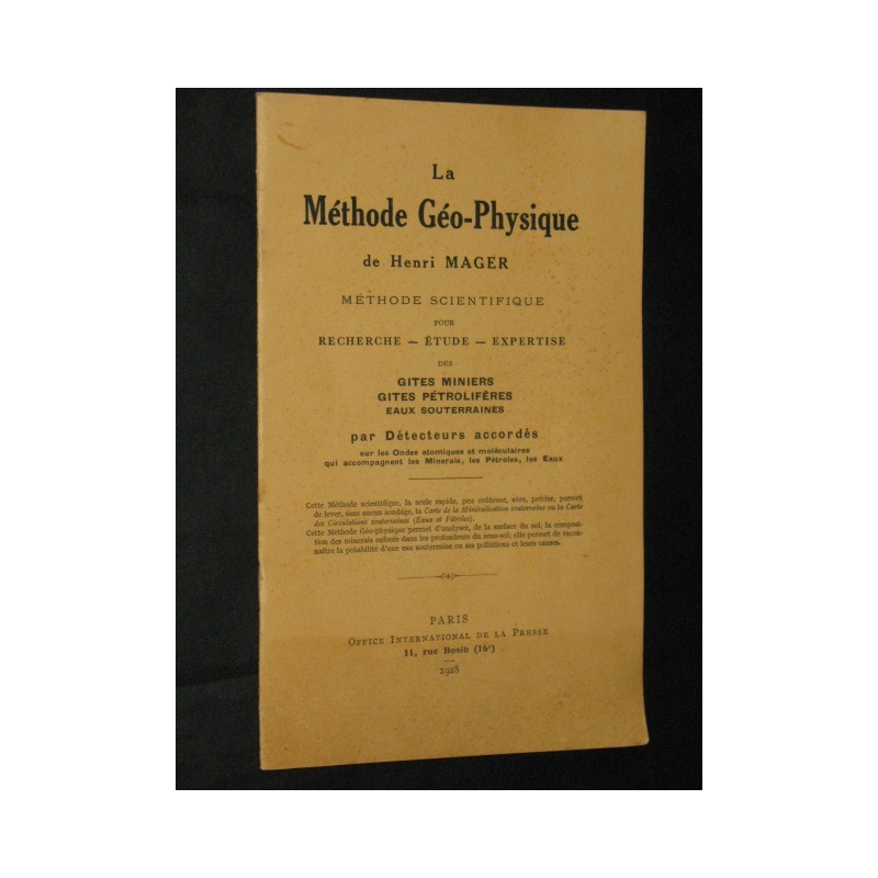 La méthode géo-physique pour recherche-étude-expertise des gites miniers pétrolifères eaux souterraines…