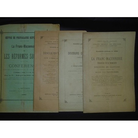 1-La Franc-Maçonnerie éducatrice de la démocratie 1888. 2-Discours de cloture 1892. 3- La Franc-Maçonnerie et…