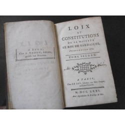 Loix et constitutions de sa majesté le roi de Sardaigne publiées en 1770. (T. 2 seul)