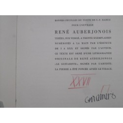 1-René Auberjonois -2 Bonnes feuilles du texte de C.F.Ramuz pour l'ouvrage René Auberjonois dédicacé
